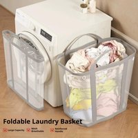 Foldable Mesh Laundry Basket with Handles Wall Mounted Dirty Clothes Hamper for Bathroom Bedroom Storage