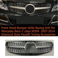 Front Hood Bumper Grille Racing Grill For Mercedes Benz C class W204 2007-2014 Diamond Style Facelift Tuning Accessories