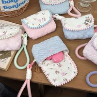 Floral Cotton Women's Small Storage Bags for Small Camera Travel Ladies Cosmetic Bag Lightweight Lipstick Card Pouch Purse Bag