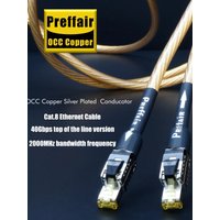 Cat8 Ethernet Cable for Rj45 Interface 40Gbps 2000Mhz Speed OCC Sterling Silver Flagship Gold Cat8 Network Cable Digital Cable
