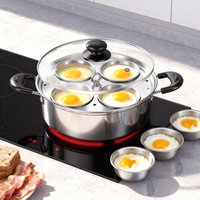 Stainless Steel Steamer Poached Egg Maker Pot Egg Poaching Pan with 4 Cups Poached Egg Cooker Pot Kitchen Cooking Pot Tools