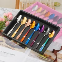 8Pcs Luxury Coffee Spoons Set Stainless Steel For Party Christmas Gift Dessert Ice Cream Tea Spoons With Box Free Dropshipping