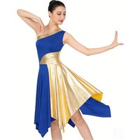 Womens Adult Metallic Etiquette Liturgical Praise Dance Dress Costume Worship Ballet Lyrical Christian Dance Dresses Dance Wear