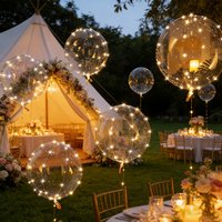 10Set Bobo Balloons with LED Lights 20-Inch Transparent Bobo Balloons for Parties Weddings Christmas Halloween Decorations