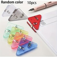 10pcs Multiple Colour Triangle Transparent File Edge Clip, Office School Supplies