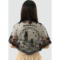 Custom Virgin Mary Religious Jacquard Lace Hijab Shawl Women's Muslim Turban with Embroidery Lace Long Shawl Sun Protection Veil
