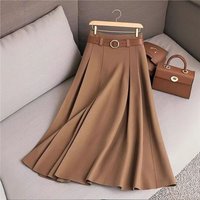 Elegant Fashion Skirts For Women 2026 New Spring Autumn Patchwork Pleated A-Line Mid-length Skirts Commuting Office Lady Skirt