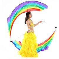 Adjustable Belly Dance Thrown Balls Rainbow Silk Veil Stage Performance Props For Thailand/India/Arab Imitation Silk Chain Balls