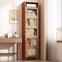 Bookcase with door, multi-layer storage rack, seam storage cabinet, living room display cabinet, bookshelf