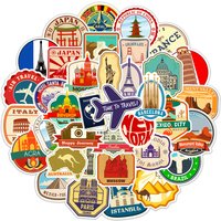10/25/50pcs Graffiti Landmark World Travel Stickers for DIY Decor Stationery Suitcase Water Bottle Phone Laptop Skateboard