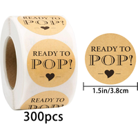 300Pcs-1.5In/3.8Cm Kraft Paper Gift Packaging Stickers, "Ready to Pop!" Stickers Gift Envelope Outer Packaging Surprise Decoration Labels and Stickers, Stickers Indicating the Item Will Bring a