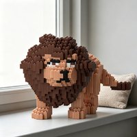 Cute Lion Mini Building Blocks DIY Micro Particle Assembly Toys Kawaii Animal Ornament Unique Collectible Gift for Boys Girls