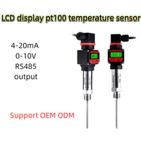 4-20mA Pt100 Integrated 0-100C 0-200C Liquid Temperature Transmitter Water Temperature Sensor LCD Display