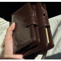 Retro brown magnetic buckle m5 binder small notebook bright leather beautiful texture schedule plan portable diary notepad
