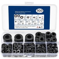 900Pcs Black Plastic Flat Washers Assortment Kit For Bolts and Screws M2-M12 Screw Washers Set Sealing Gasket