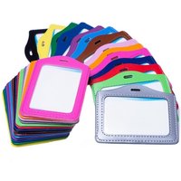 PU Leather Card Sleeve Women ID Badge Case Clear Bank Credit Card Badge Holder Bags School Student Bus Card Cover