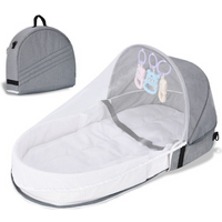Baby Bed Convenient Folding Anti Pressure Baby Crib with Net and Awning Newborn Isolation Biomimetic Outdoor Travel Baby Crib