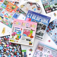 Cyberpunk Theme Die-Cut Stickers Book 30/60 Sheets for DIY Decorative Scrapbook Phone Case Collage Aesthetic Stationery Stickers