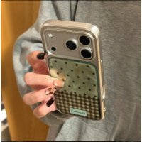 Black Star and Grid Pattern 2-in-1 Epoxy Phone Case For iPhone 17 16 15 14 13 12 11 Pro Max Dustproof Shockproof Cover