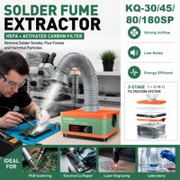 KUAIQU Rauchabsauggerät 30W 45W 80W 150W Löt-Rauchabsauginstrument H13 HEPA 3-stufiger Aktivkohlefilter Schwamm für Beauty 3D-Drucker PCB-Lötstation Flussmittel-Rauchabsaugung Lasergravur-Werkstatt
