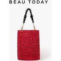 BEAUTODAY Bucket Bags Women Raffia Solid Color Large Capicity Casual Versatile Handbags Drawstring Ladies Bags Handmade 62085