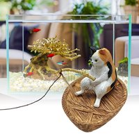 Cute Kitten Fishing Ornament Fish Tank Aquarium Decor for Garden Pond Home Office Landscaping Outdoor Aquatic River