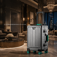 All-Aluminum Magnesium Alloy Suitcase Cabin Luggage Laptop bag Multifunctional Leather Handle 24inch Front Opening Trolley Case