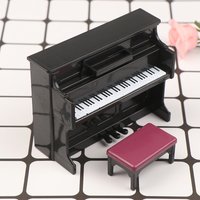 Accessoires miniatures pour maison de poupée, Mini Piano à queue en bois avec tabouret, modèle d'instrument de musique de Simulation, jouet, décor de maison de poupée, 1/12