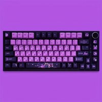 For KaiSa Theme Keycaps Cherry Profile PBT 130 Keys Korean Input Key Cap Black Purple Color for Mx Mechanical Keyboard Replace