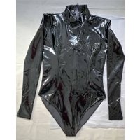 Unisex S-5XL Wet Look PVC Catsuit Long Sleeve Shiny PU Leather Bodysuit Tights Cosplay Body Teddis Leotard Unitard Shirt Shapers