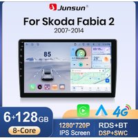 Junsun Wireless CarPlay Android Auto Autoradio für Skoda Fabia Mk2 (5J) 2007-2014 mit integriertem Lüfter, Android GPS-Navigation, Multimedia-Player, WiFi, DSP, RDS, BT, SWC, IPS-Touchscreen,