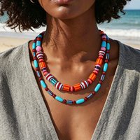 Bohemia Colorful Resin Beaded Choker Necklaces for Women y2k Jewelry Boho Statement Necklace Gifts