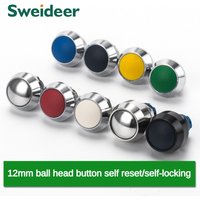 12mm Ball Round Head Metal Push Button Switch Waterproof Reset Self Locking Screw Welding Feet 3A Car Auto Horn Door Bell Swtich