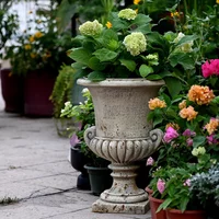 Antique Roman Column Flower Pot European-Style High Foot Design Planter Large Trophy Planter Garden Villa Photography Props