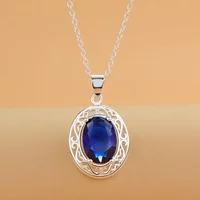 45cm 925 Sterling Silver Pretty Blue Crystal Zircon Necklaces For Women Fashion Party Wedding Engagement Jewelry Holiday Gifts