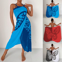 Summer Sexy Butterfly Print Women's Swimsuit Dress Waist Cinched Bikini Women's Bathing Sun Protection Beach Towel Wrapped Skirt