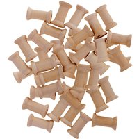 50 Pierces Empty Sewing Spools Natural Color Wooden Sewing Bobbins Sewing Thread Ribbon Holder Wire Rope Chain Thread Roll
