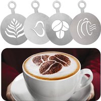 Stainless Steel Coffee Stencil Latte Cappuccino Barista Art Stencils Cake Cookie Spray Paint Baking Mold Coffe Decoration Tool