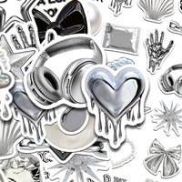 30pcs Cool Silver Mood Sticker Pack Decals For Phone Scrapbook Suitcase Helmet DIY Cartoon Aesthetic Stickers Creative Gifts