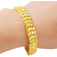24K Gold Plated Bracelet 8mm Sideways Cuban Bracelet Gifts for Men