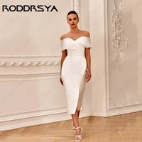 RODDRSYA Simple Satin Wedding Dress 2025 Off Shoulder Mermaid Bride Gowns robes de soirée Tea-Length Short Bride Gown Customized