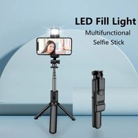 Wireless Bluetooth Selfie Stick Tripod With Remote Extendable Tripod With LED Selfie Light Detachable For Ios Android Smartphone