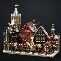 8866 PCS Winter Christmas Town Building Blocks German Old Town Market Assembly Educational Model Gift For Adults Home Decoration