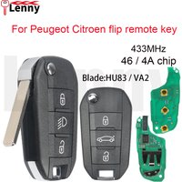 Lenny Car Flip Remote Key 433MHz 4A/46chip Trunk/Lamp BT For Peugeot 208 301 308 508 2008 5008 Citroen C-Elysee C2 C3 C4-Cactu