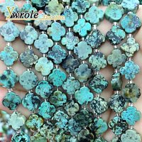 Natural Gem Stone 11mm Clover AA African Turquoise Loose Spacer Beads for Jewelry Making Diy Bracelets Charms Accessories