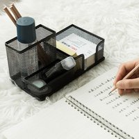 Multi Compartment Mesh Desk Organizer for Office Supplies Desktop Stationery Organizer Mesh Pens Holder for Desk Organization