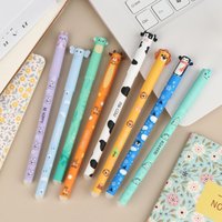 New 8Pcs Cartoon Animal Erasable Gel Pens 0.5mm Colorful Ink Ballpoint Pens Smooth Writing For Office School Stationery Supplies