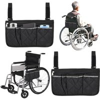 Wheelchair Side Armrest Bag With Reflective Strip Arm Rest Pouch For Most Walking Wheels and Baby Cart