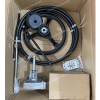Marine Outboard Mechanical Steering System Kit With Steering Control Cable 10FT and Steering Wheel 13.5 Inch For Yacht Speedboat