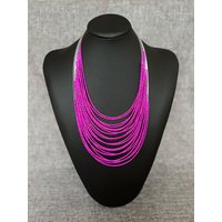 European and American retro ethnic style exaggerated rice bead necklace Bohemian multi-layer beaded sweater chain